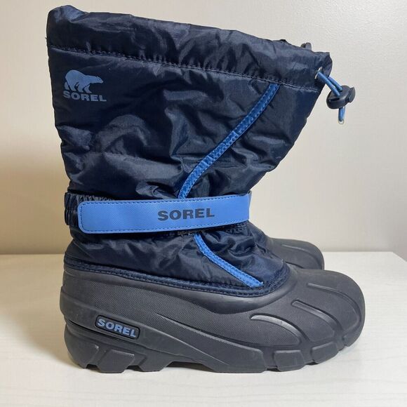 Sorel Flurry Winter Snow Boots Black/ Bright Blue Size US 6 No Lining Round Toe - Picture 2 of 12